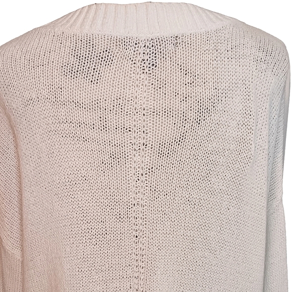 Banana Republic White Oversized Crew Neck Sheer Knit Sweater Size Med - Picture 10 of 12